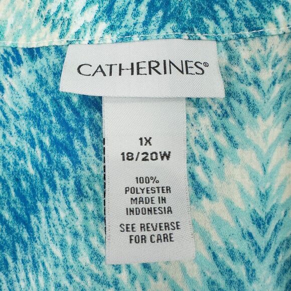Catherines Lightweight Chiffon Open Cardigan Womens 1X Blue Aqua Beach Summer - Picture 3 of 16